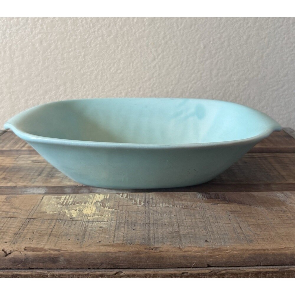 Vintage Bauer Pottery Los Angeles Serving Dish Turquoise Blue Earthenware USA